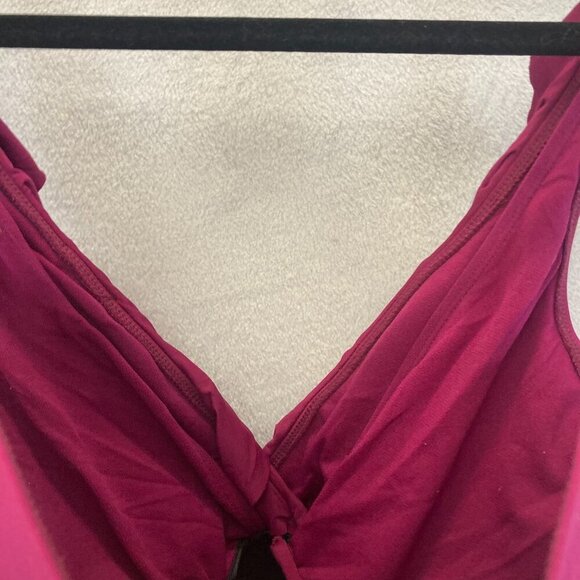 Lauren Ralph Lauren Ruffle Ruched One Piece Swimsuit 16 Fuchsia Pink Slimming - Picture 12 of 14